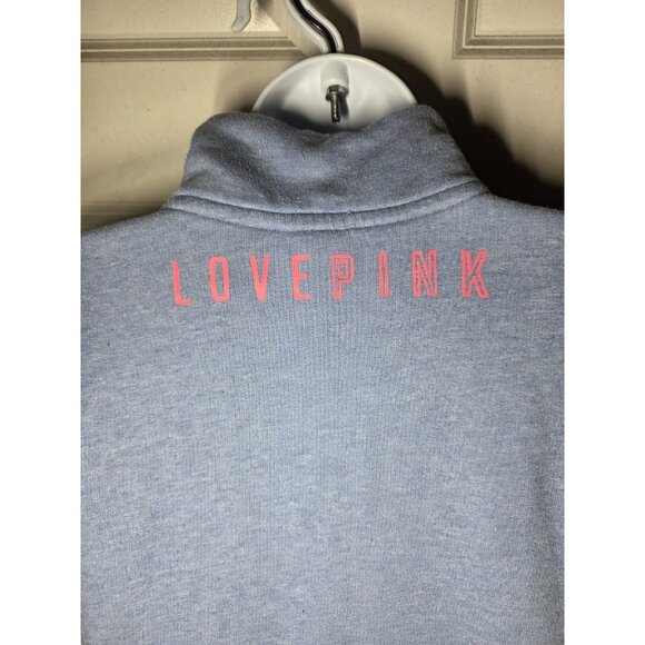 PINK Victoria's Secret Blue Gray 1/4-zip Pullover Sweatshirt Kangaroo Pocket S - Picture 6 of 8